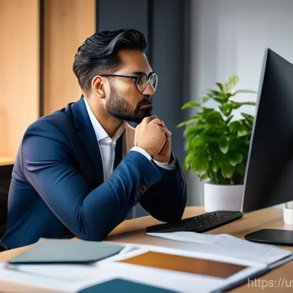 직업 전환 후 자아 정체성 변화 - **Prompt:** A diverse adult individual, dressed in smart-casual attire, sits at a modern desk in a w...