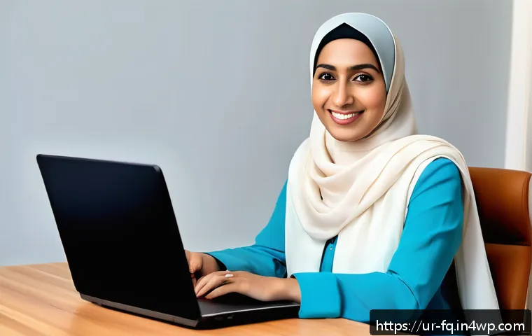 자동화 대응 직업 전환에 대한 인식 향상 - A confident South Asian professional woman in her early 30s, wearing modest business attire with a h...